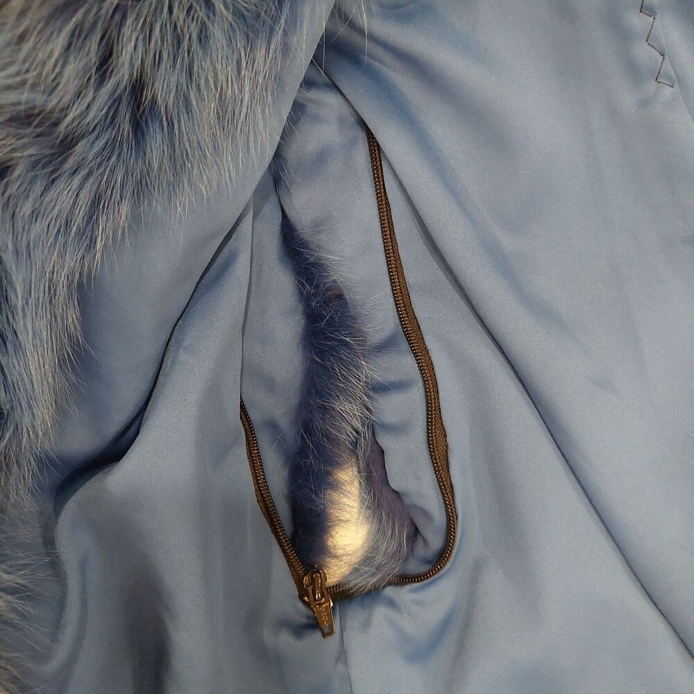 Authentic REVILLON Paris New York Electric Blue Rabbit Fox Fur Convertible Vest - Picture 12 of 14